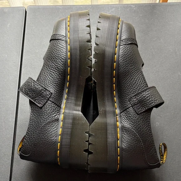 NWOT-Dr. Martens Addina Flower Black Leather Buckle Mary Jane Dress Shoes Size 9 - Picture 4 of 7